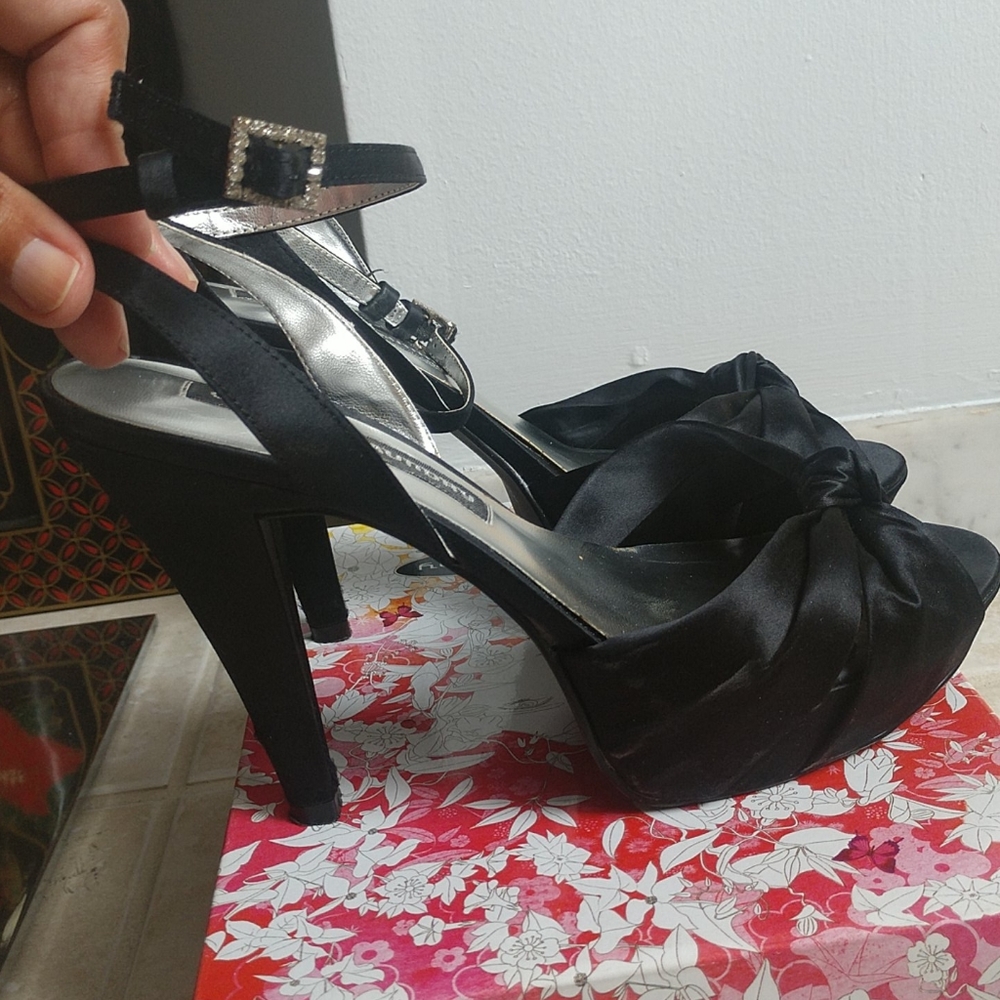 Black satin shoes